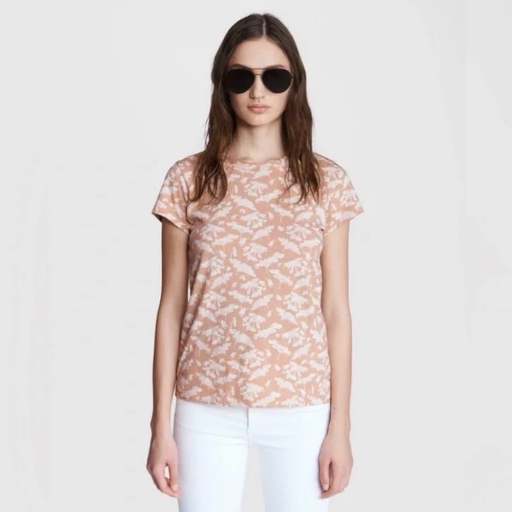 Rag & Bone Summer Leaf Organic Pima Cotton Jersey T-shirt, Blush, Size XS